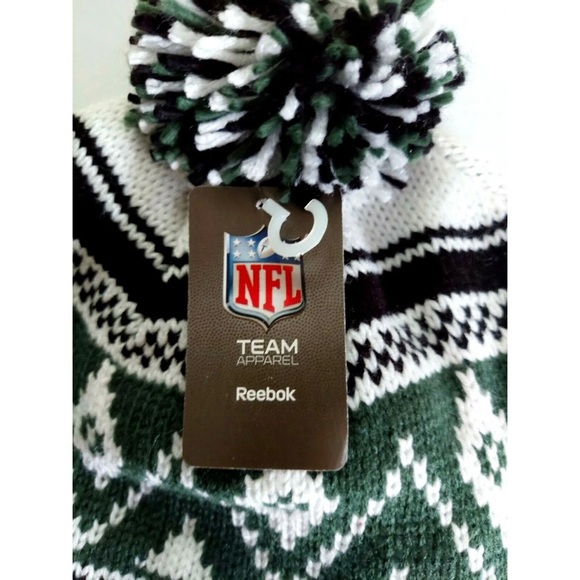 NEW YORK JETS Hat Peruvian Beanie Knit Pom Cap Ear Flap Embroidered Logo - Picture 2 of 4